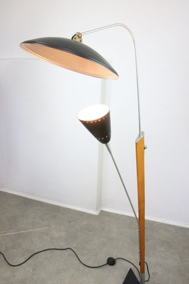 Mid-Century Italian Aluminum & Wood Floor Lamp with Mid-Century Italian Aluminum & Wood Floor Lamp with