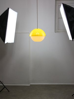 Space Age Italian Yellow Acrylic Glass Pendant Lamp, 1970s for
