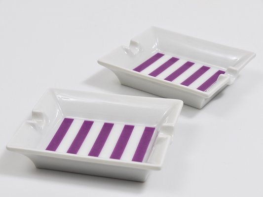 Mid-Century Purple Porcelain Ashtrays from Augarten, Vienna