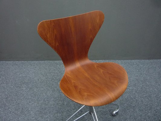 椅子 Arne Jacobsen 3170 Teak FRITZ HANSEN Teak Office Chair by Arne Jacobsen for Fritz Hansen, 1964s