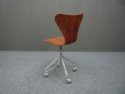 椅子 Arne Jacobsen 3170 Teak FRITZ HANSEN Teak Office Chair by Arne Jacobsen for Fritz Hansen, 1964s