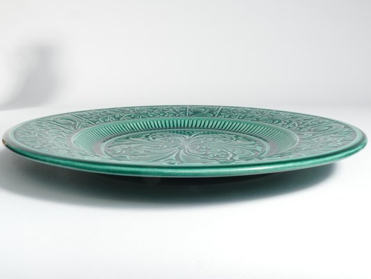 Large Scandinavian Modern Green Plate from Arol Ceramic, Norway