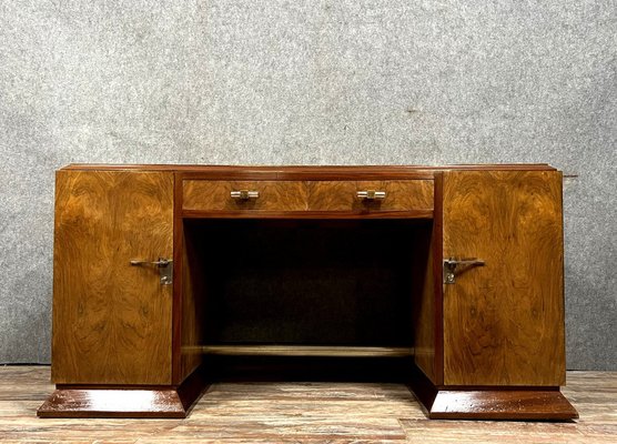 Art Deco Center Desk In Walnut and Burr Walnut