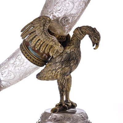 19th Century Austrian Silver Gilt, Enamel & Rock Crystal Drinking