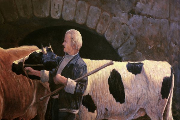 Armando Romano, In the Stable, 20th Century, Oil on Canvas for