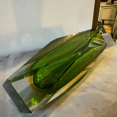 工芸品 Murano Glass Vase (Green & Yellow) Dissette - Green Murano Glass Vase 