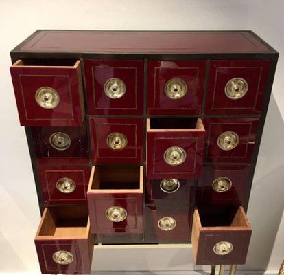 Vintage Burgundy Cabinet With 16 Drawers For Sale At Pamono