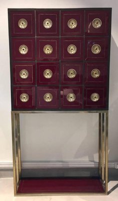 Vintage Burgundy Cabinet With 16 Drawers For Sale At Pamono