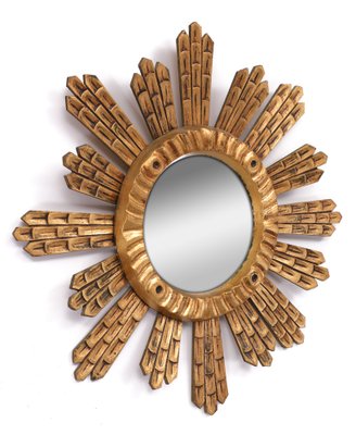 Vergoldeter Vintage Spiegel mit Sonnenschliff, Frankreich, 1972 bei Pamono  kaufen