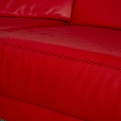 Bright red 2024 leather couch