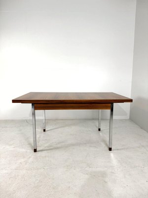 Ausziehbarer Vintage Teak Esstisch mit Chrombeinen von Alfred Hendrickx für Belform bei Pamono kaufen