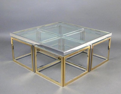 Vintage Large Gl And Metal Coffee Table For At Pamono Vintage Large Gl And Metal Coffee Table 3
