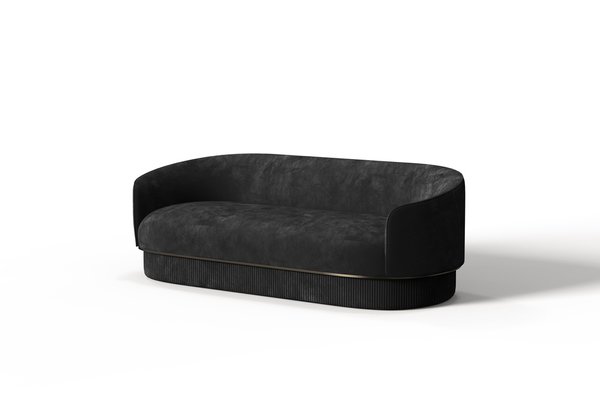 Modernes Gentle Sofa aus schwarzem Samt und bronzefarbenem Metall von Javier Gomez bei Pamono kaufen