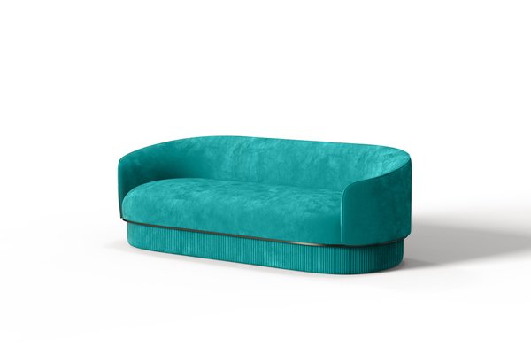 Modernes Gentle Sofa aus blaugrünem Samt und bronzefarbenem Metall von  Javier Gomez bei Pamono kaufen