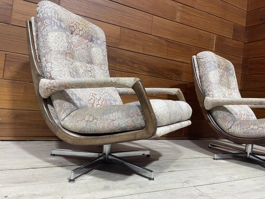 Swivel Lounge Chairs with Footstool 1960s Set of 3 for sale at