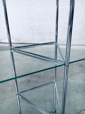 Postmodern Slender Glass & Metal Wall Shelf, 1980s for sale at Pamono