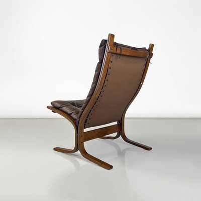 Siesta Armchair in Wood and Leather by Ingmar Relling for Westnofa Vestlandske 1970s