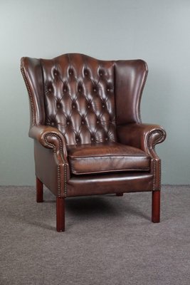 Vintage Brown Leather Armchair for sale at Pamono