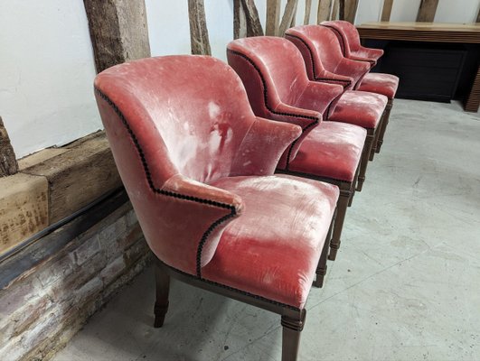 Coral Velvet Chairs by Ben Whistler Set of 4 for sale at Pamono