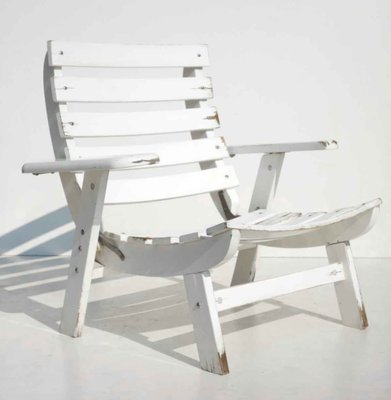 Klappbarer Gartensessel aus Weißem Holz, 1960er bei Pamono kaufen