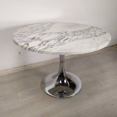 Vintage Carrara Marble Tulip Table 1970s