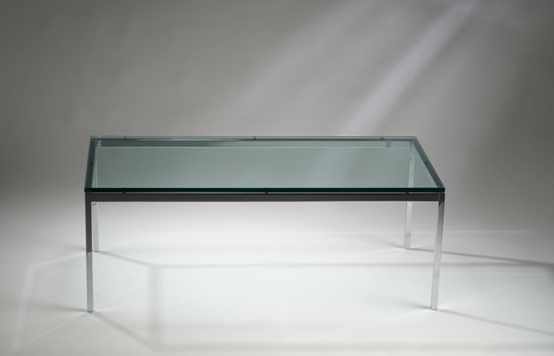 Chromed Steel and Toughened Glass Coffee Table by Florence Knoll