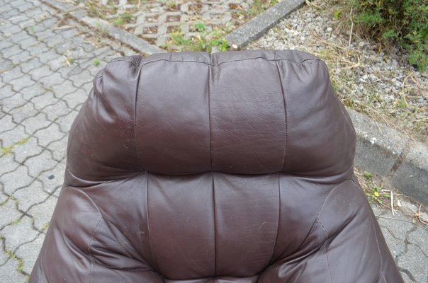 Vintage Patchwork Bean Bag in Brown Aniline Leather, 1970s for