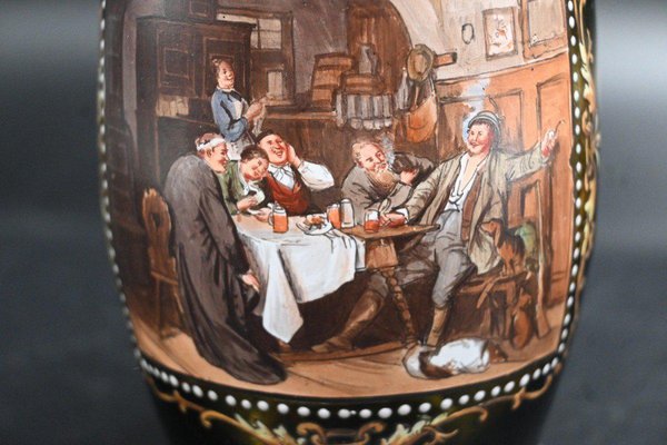 Boccale da birra in vetro dipinto, Germania, XIX secolo in vendita su Pamono