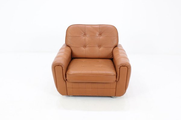 Butaca Vintage De Cuero En Marron Claro Anos 70 En Venta En Pamono