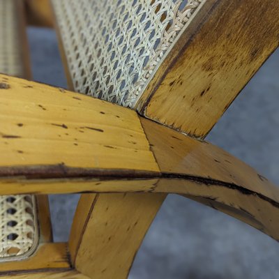 Beech and Rattan Sun Lounger 1940s for sale at Pamono