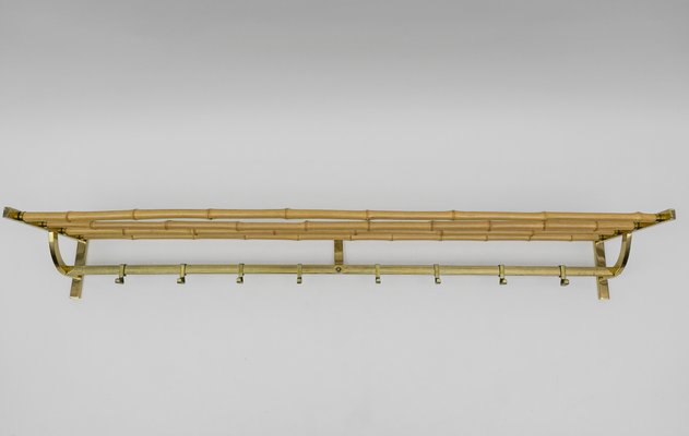 Groer Wandgarderobe aus Messing & Bambus, Italien, 1960er bei Pamono kaufen