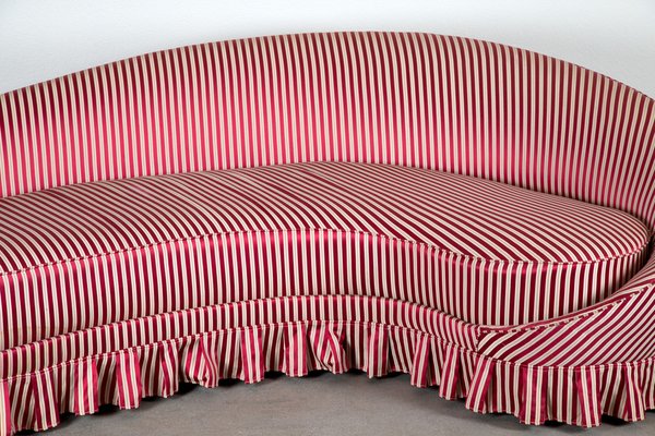 Vintage Curved Sofa in Striped Fabric for sale at Pamono