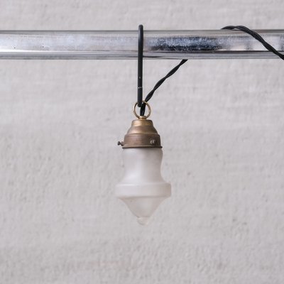 Small Mid-Century Opaque Glass and Brass Pendant Light for sale at