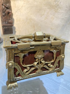 Tanant Portagioie Rettangolare In Metallo Vintage, Bronzo, Con Velluto Rosso – Scatola Regalo Per Gioielli, Ideale Per Donne E Ragazze - 2