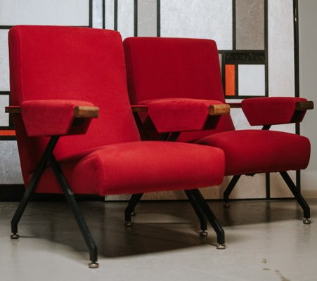 Reclining Armchairs in Alcantara Italy 1960s Set of 2 for sale