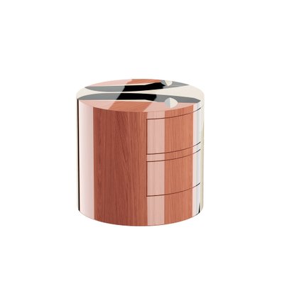 Comodino Naif Comodino rotondo rosa a 3 cassetti in legno con motivo  geometrico di HOMMÉS Studio in vendita su Pamono