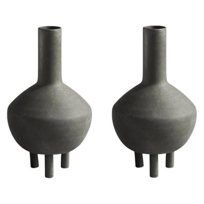 Dark Grey Duck Vase by 101 Copenhagen, Set of 2 for sale at Pamono