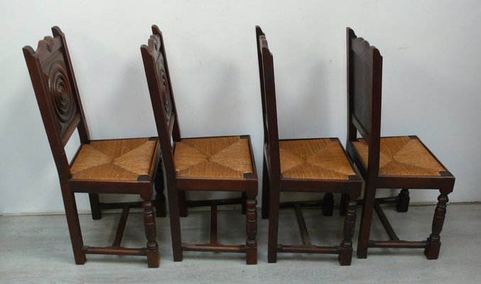 Antique dark oak dining chairs sale