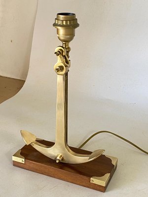 Marine Table Lamp with Anchor in Gold-Colored Brass, 1960 for sale