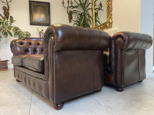 Chesterfield Sofas and Club Armchair 1972 Set of 3 for sale at
