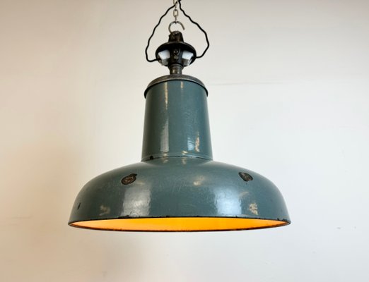 Industrial Grey Enamel Pendant Lamp from Siemens, 1930s for sale