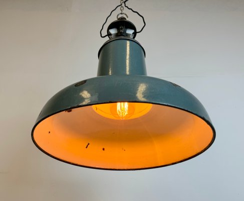 Industrial Grey Enamel Pendant Lamp from Siemens, 1930s for sale