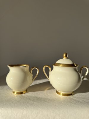 Ivory and Gold Porcelain Frstin Tableware from Furstenberg, Germany,  1950s, Set of 34 for sale at Pamono
