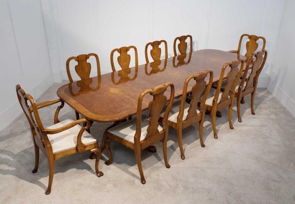 Queen anne dining table outlet and chairs for sale