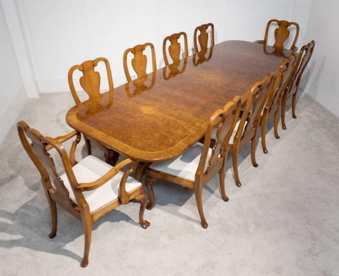 Queen anne dining table outlet and chairs for sale
