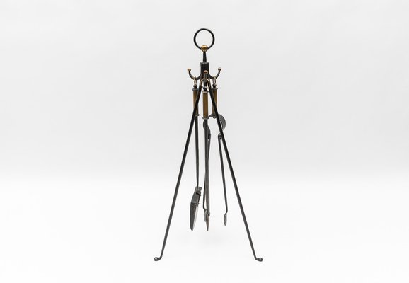 Trépied Cheminée Fer Forgé Noir PEGANE - Support Réchaud 18 X 20 Cm