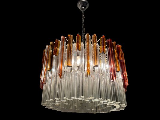 Large Murano Glass Prism Triedri Chandelier by Paolo Venini, 1960s