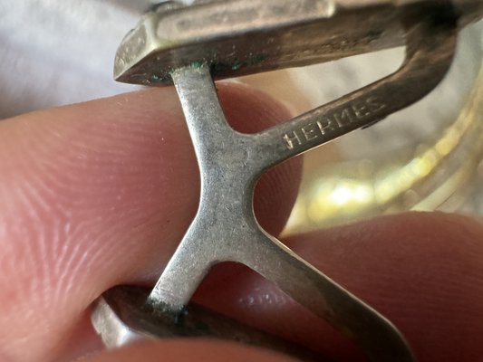 Vintage Silver Cufflinks in Original Box from Hermes for sale at