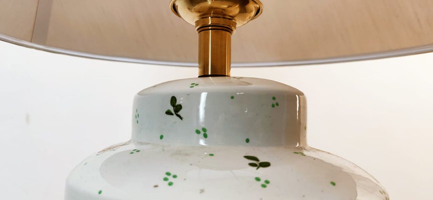 Keramiklampe mit Bienen und ovalem Lampenschirm bei Pamono kaufen