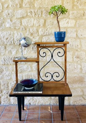 Oak plant stand table deals